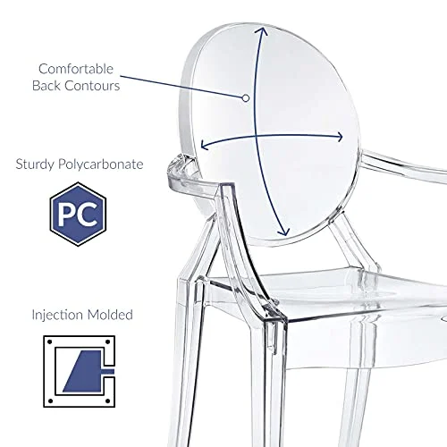Acrylic Stacking Arm Chair for Modern Kitchen and Dining features