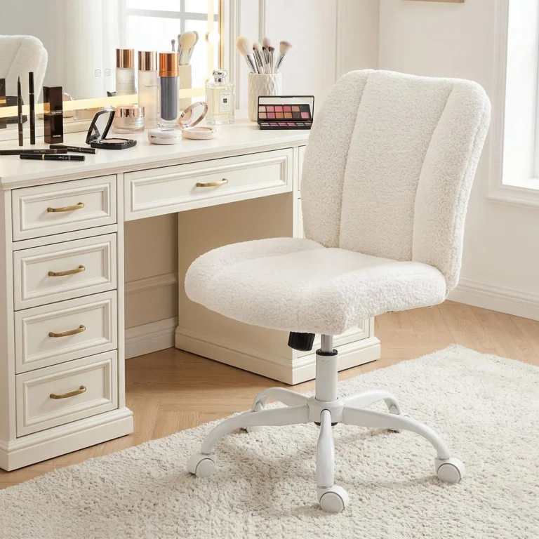 Armless Adjustable Vanity Chair with Lumbar Support for Small Spaces review