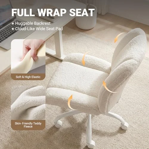 Armless Adjustable Vanity Chair with Lumbar Support for Small Spaces showcase