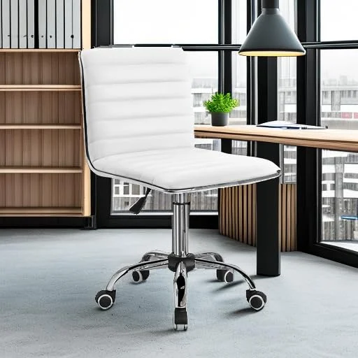 Armless Leather Vanity Chair with Adjustable Height and Wheels results