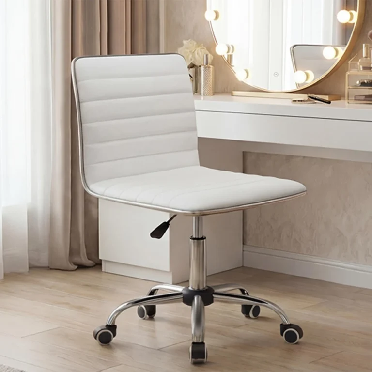 Armless Leather Vanity Chair with Adjustable Height and Wheels review