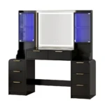 Black 55-Inch Makeup Vanity Desk with Mirror and USB Outlet