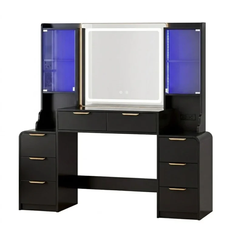 Black 55-Inch Makeup Vanity Desk with Mirror and USB Outlet review