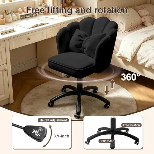 Bow Cushion Velvet Desk Chair for Stylish Home Office Use features