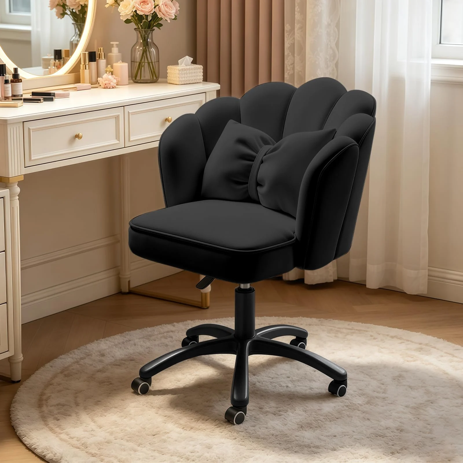 Bow Cushion Velvet Desk Chair for Stylish Home Office Use review