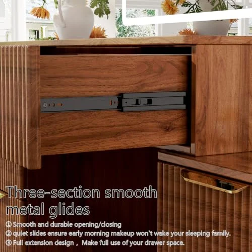 Brown Makeup Vanity Desk with Lighted Mirror and 5 Drawers unboxing
