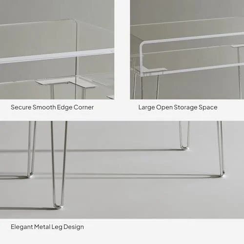 Clear Acrylic Vanity Desk with Metal Legs for Modern Spaces features