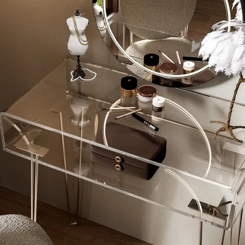 Clear Acrylic Vanity Desk with Metal Legs for Modern Spaces results