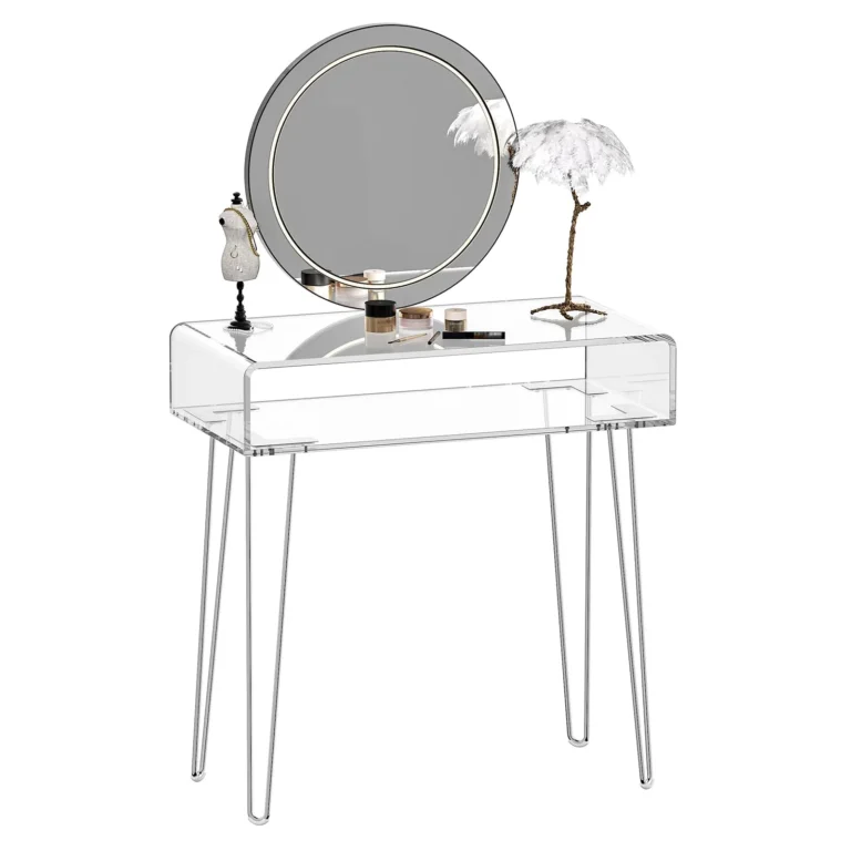 Clear Acrylic Vanity Desk with Metal Legs for Modern Spaces review