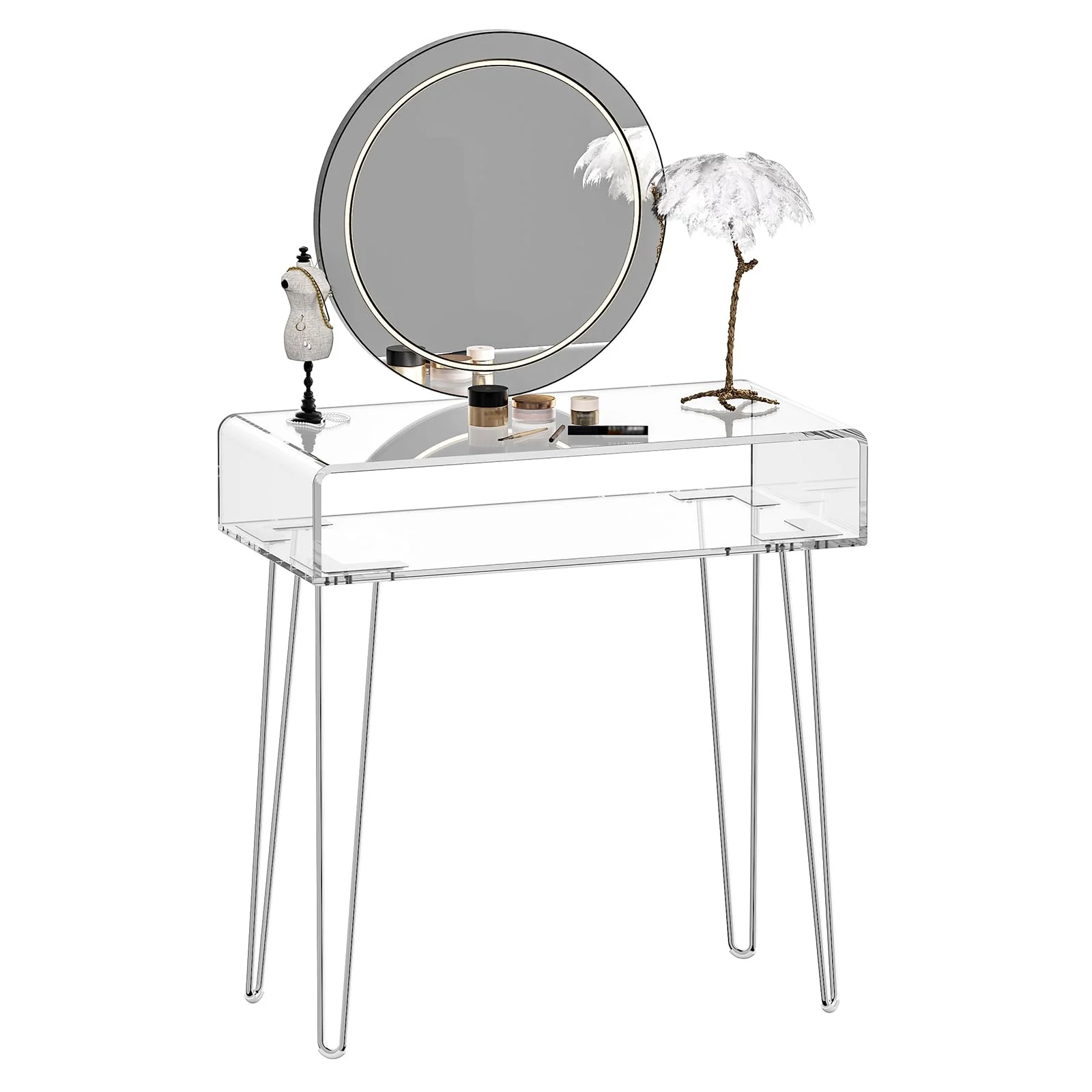 Clear Acrylic Vanity Desk with Metal Legs for Modern Spaces review