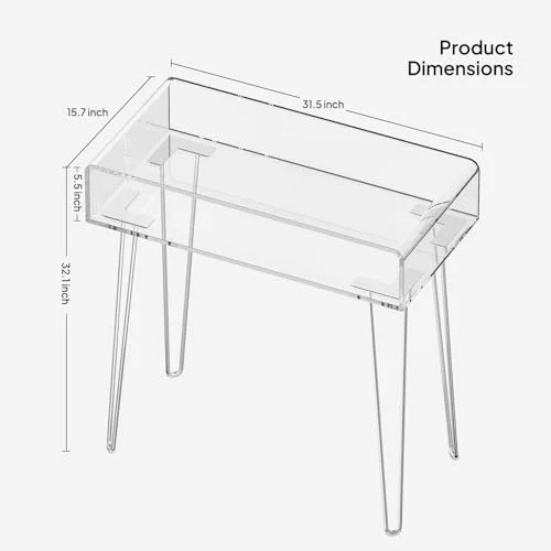 Clear Acrylic Vanity Desk with Metal Legs for Modern Spaces showcase