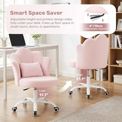 Comfy Petal Vanity Chair with Wheels for Girls’ Small Offices features