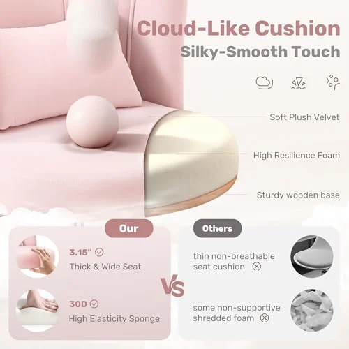 Comfy Petal Vanity Chair with Wheels for Girls’ Small Offices results
