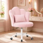 Comfy Petal Vanity Chair with Wheels for Girls’ Small Offices
