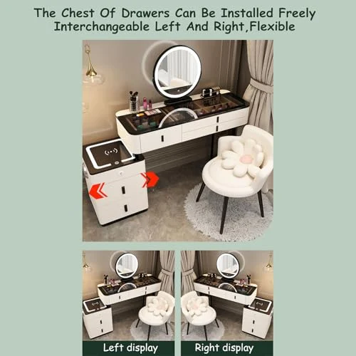 Compact Vanity Set with Touch Screen Mirror and Storage results