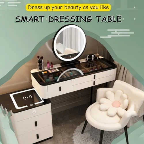 Compact Vanity Set with Touch Screen Mirror and Storage showcase