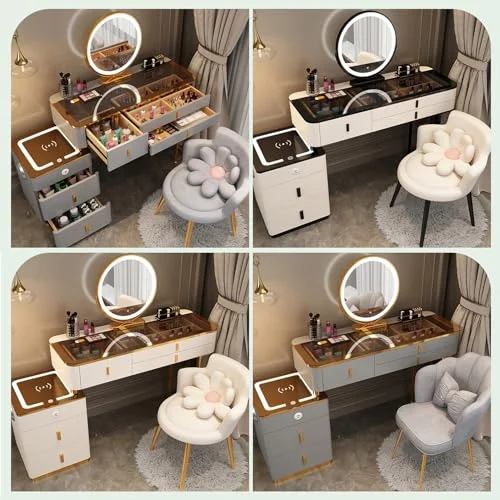 Compact Vanity Set with Touch Screen Mirror and Storage unboxing