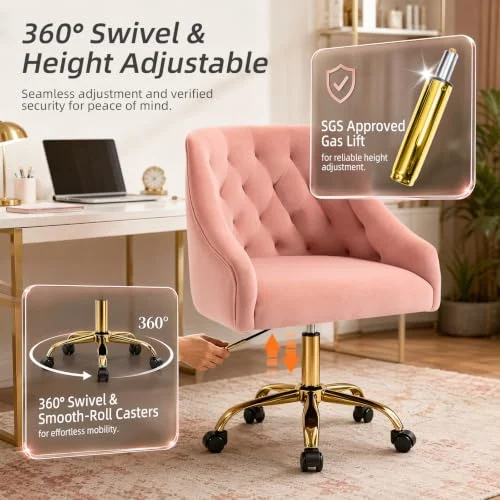 Fancy Velvet Home Office Chair with Gold Accents and Wheels results