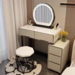 Khaki Gray Vanity with Touch Screen Mirror and Storage Cabinet