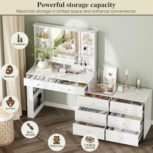 Makeup Vanity Desk with Mirror and Lights for Stylish Bedrooms detail