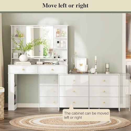 Makeup Vanity Desk with Mirror and Lights for Stylish Bedrooms features