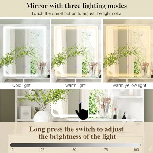 Makeup Vanity Desk with Mirror and Lights for Stylish Bedrooms results