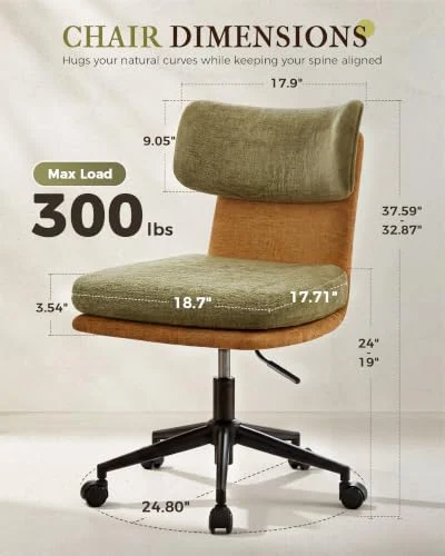 Mid Century Modern Ergonomic Desk Chair with Chenille Upholstery detail