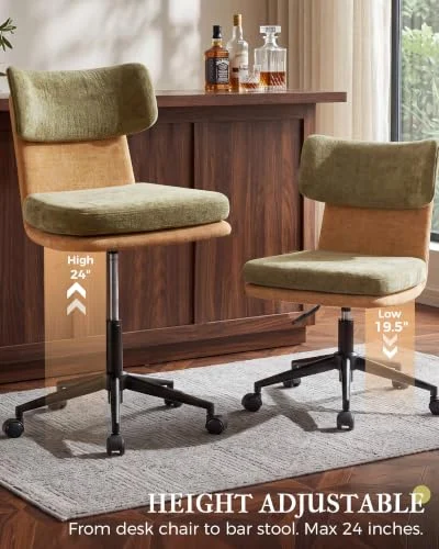 Mid Century Modern Ergonomic Desk Chair with Chenille Upholstery features