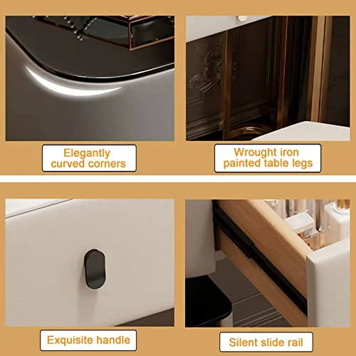 Modern 3-in-1 Vanity Table with LED Mirror and Storage Stool results