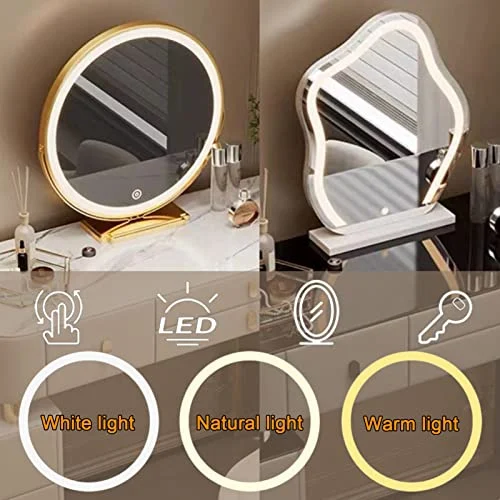 Modern 3-in-1 Vanity Table with LED Mirror and Storage Stool showcase