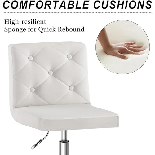 PU Leather Armless Vanity Chair with 360° Swivel for Home Office features