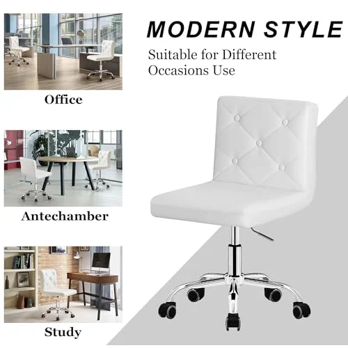 PU Leather Armless Vanity Chair with 360° Swivel for Home Office results