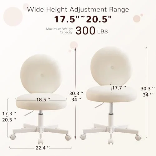 Round Velvet Chair with 360° Swivel for Makeup and Study Rooms detail