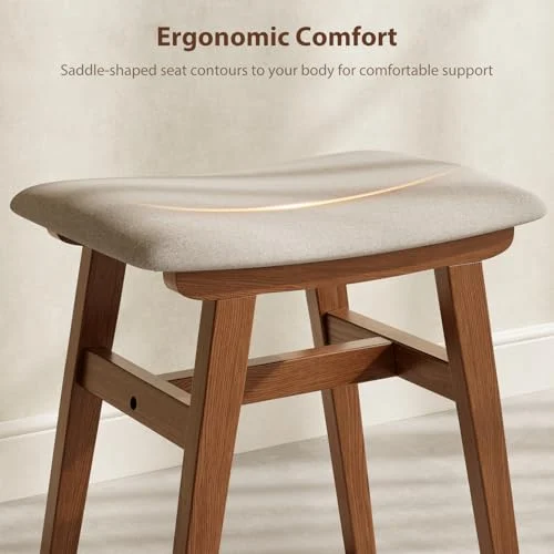 Solid Wood Vanity Stool with High Rebound Cushion for Easy Assembly results