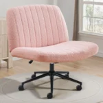 Teddy Fleece Criss Cross Vanity Chair with Wheels for Home Office