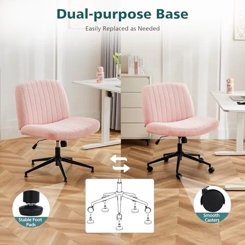 Teddy Fleece Criss Cross Vanity Chair with Wheels for Home Office unboxing