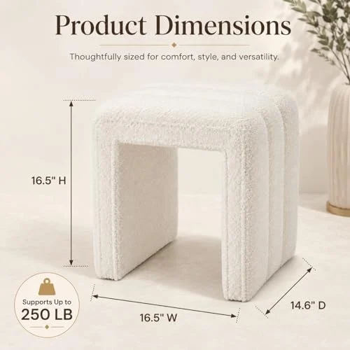 Teddy Velvet Ottoman Footrest for Makeup Room and Living Decor detail