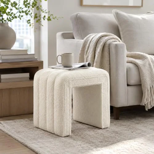 Teddy Velvet Ottoman Footrest for Makeup Room and Living Decor showcase