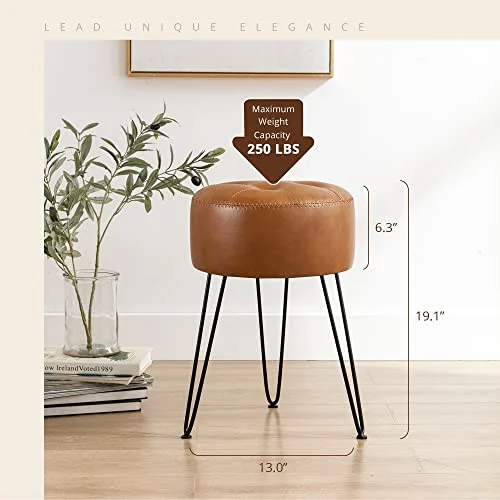 Tufted Faux Leather Vanity Stool for Bedroom and Living Room detail