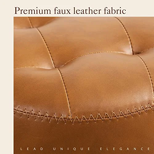Tufted Faux Leather Vanity Stool for Bedroom and Living Room features