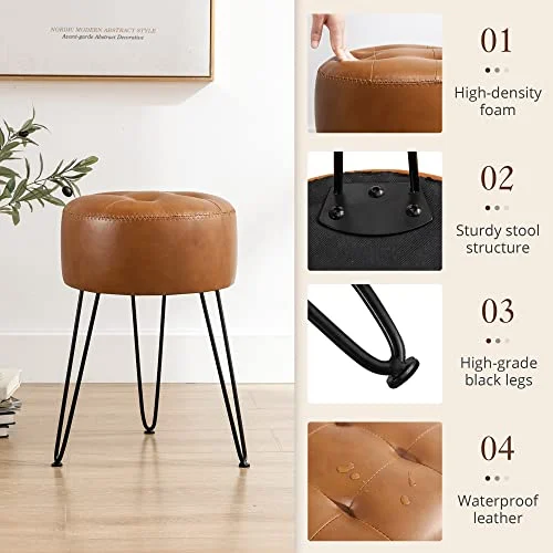 Tufted Faux Leather Vanity Stool for Bedroom and Living Room results