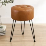 Tufted Faux Leather Vanity Stool for Bedroom and Living Room
