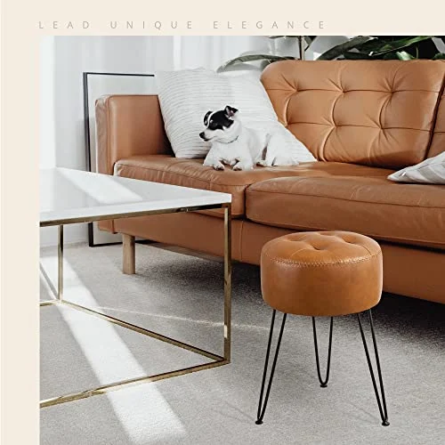 Tufted Faux Leather Vanity Stool for Bedroom and Living Room showcase