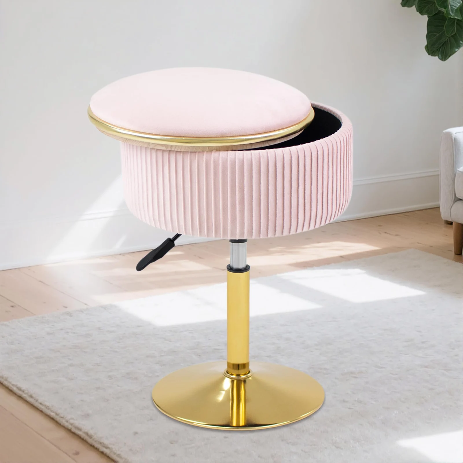 Velvet Makeup Stool with Storage and Gold Base for Bedrooms review