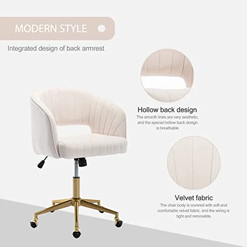 Velvet Office Desk Chair with Adjustable Wheels for Ergonomic Comfort features