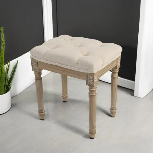 Vintage Upholstered Vanity Stool for Makeup and Dining Use results